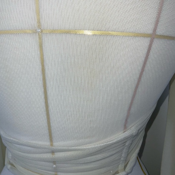 Lulu’s Ivory Ruched Love Me Crop Top w/ Long Bell Sleeves | Size XS - Picture 7 of 9